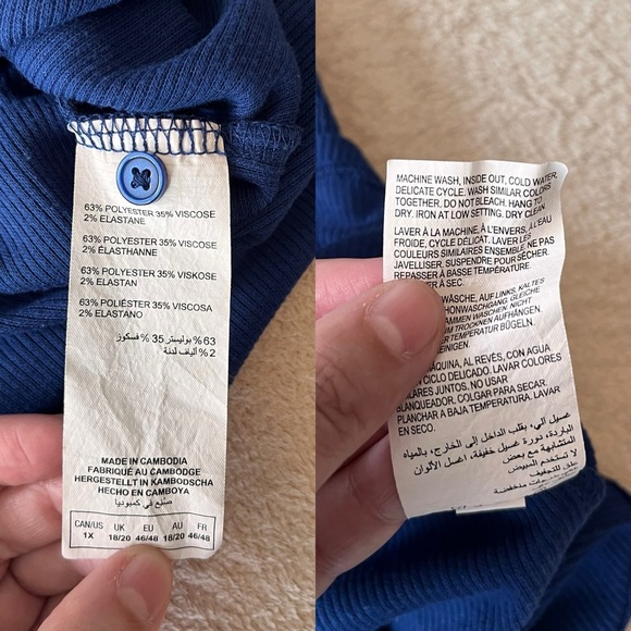 Love & Legend Blue Ribbed V-Neck Stretch Tee 1X - Picture 5 of 7